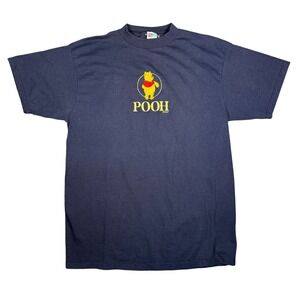 Vintage‎ 90s Disney Winnie the Pooh T Shirt Graphic Print Navy Blue XL